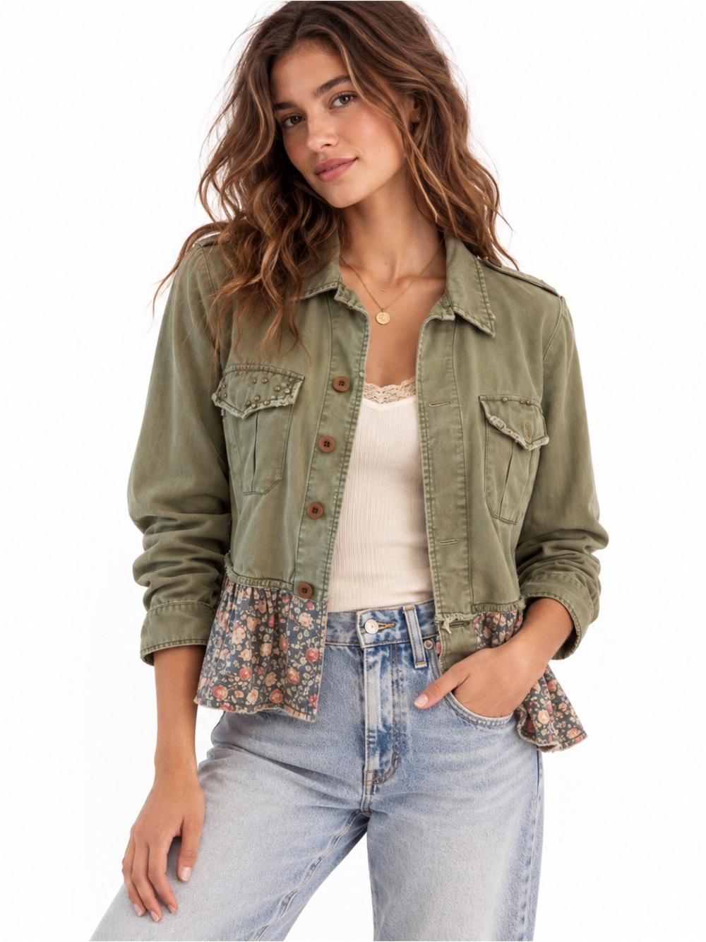 🧥 We The Free by Free People Green Utility Jacket (Size XS)